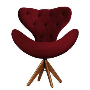 Cadeira Decorativa Egg Com Capitonê Vermelho Bordô Giratória Madeira