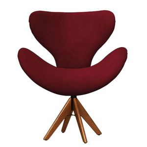 Cadeira Decorativa Egg Vermelho Bordô Com Base Giratória Madeira