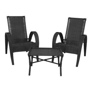 Conjunto De Mesa De Centro E 2 Cadeiras Vitória Para área Preto