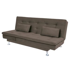 Sofá-cama Com Chaise 188cm Linoforte Rayssa Suede Veludo Capuccino