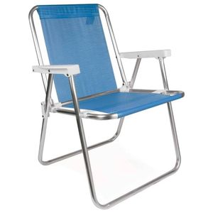 Cadeira Alta Sannet Alumínio Dobrável Resistente Azul