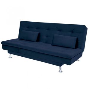 Sofá-cama Com Chaise 188cm Linoforte Rayssa Suede Veludo Azul Petroleo