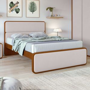 Cama Casal Loop Em Mdp-mdf Tecido Corano Frassino