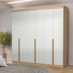 Guarda-roupa Casal 6 Portas 6 Gavetas 100% Mdf Lisboa Inovata-beige Chess-cinamomo Mel