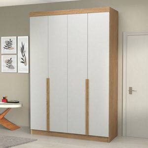 Guarda-roupa Solteiro 4 Portas 3 Gavetas 100% Mdf Marrocos Inovata-beige Chess-cinamomo Mel