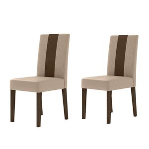 Kit 2 Cadeiras Estofadas Lisa Com Detalhe Em Courvin Linea Amendoa-marfim