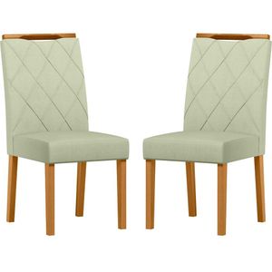 Conjunto Com 2 Cadeiras De Jantar Estofada Sarah Ypê Linho Palha Ln04