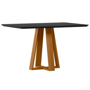 Mesa De Jantar Para 4 Lugares 1,35m Lectus Tampo Em Mdf Com Vidro Ypê Preto