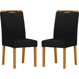 Conjunto Com 2 Cadeiras De Jantar Estofada Sarah Ypê Veludo Preto Ja03