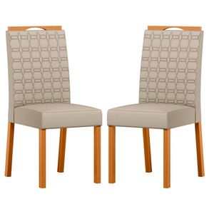 Conjunto Com 2 Cadeiras De Jantar Estofada Mariah Ypê- Veludo Nude Ja01
