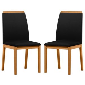 Conjunto Com 2 Cadeiras De Jantar Estofada Fernanda Ypê Veludo Preto Ja03