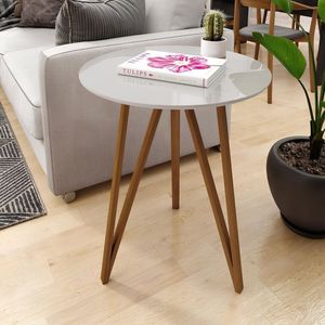 Mesa Lateral Para Sala De Estar Corinto 60 Cm Off White - Mel