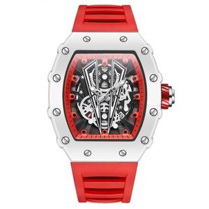 Relógio De Quartzo Masculino Impermeável Branco Vermelho