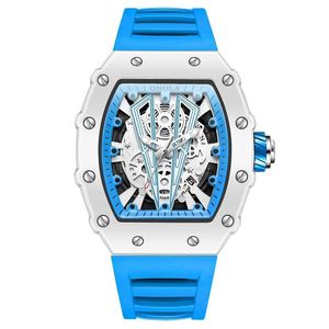 Relógio De Quartzo Masculino Impermeável Branco Azul