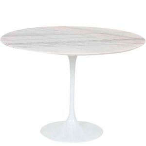 Mesa De Jantar Tulipa Saarinen Redonda 80 Cm Mármore Branco Extra Cor Branco