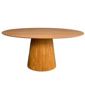 Mesa De Jantar Cone Oval 120x80 Cm Base Madeira Freijó Tampo Freijó