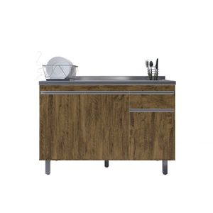 Balcão Gabinete De Pia Sem Tampo 120cm 3 Portas Pop - Nathan Móveis Cor Chocolate