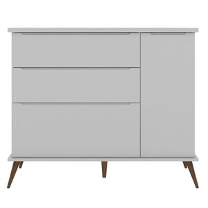 Cômoda Infantil 1 Porta 3 Gavetas 100% Mdf Pés Retrô Melinda Cinza