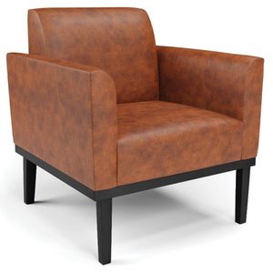 Poltrona Decorativa Base Madeira Preto Maressa Sintético Pu Nozes