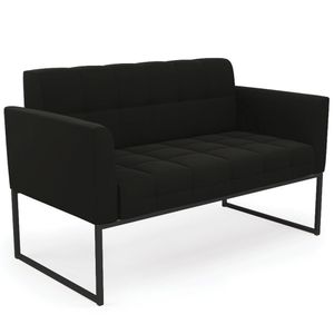 Sofá Namoradeira Base Industrial Preto Ana Suede Preto
