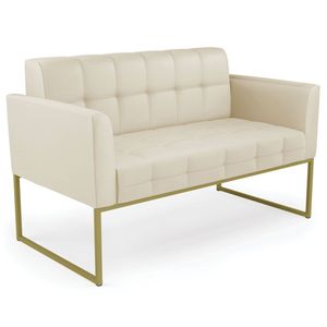 Sofá Namoradeira Base Industrial Dourado Ana Sintético Bege