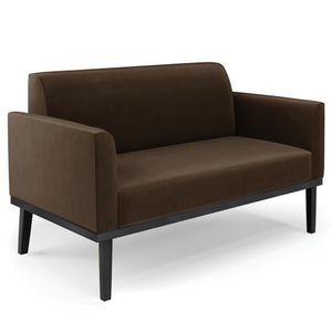 Sofá Namoradeira Base Madeira Preto Maressa Suede Marrom
