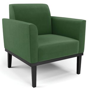 Poltrona Decorativa Base Madeira Preto Maressa Suede Verde