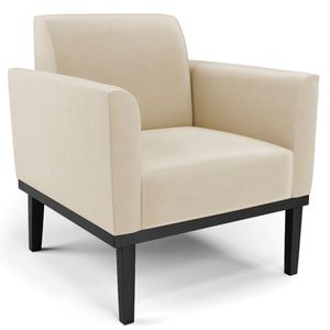 Poltrona Decorativa Base Madeira Preto Maressa Suede Bege