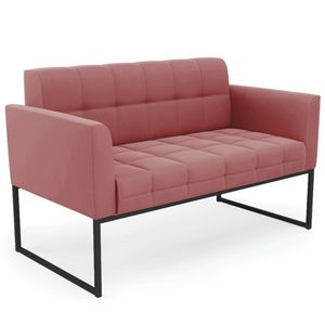 Sofá Namoradeira Base Industrial Preto Ana Suede Rosê
