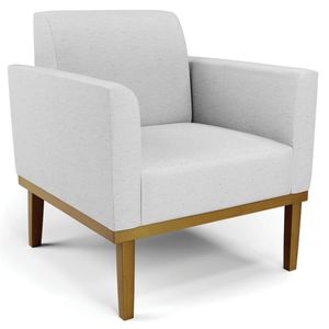 Poltrona Decorativa Base Madeira Castanho Maressa Linho Cinza