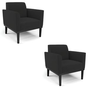 Poltrona Base Madeira Preto Kit 2 Maressa Veludo Preto