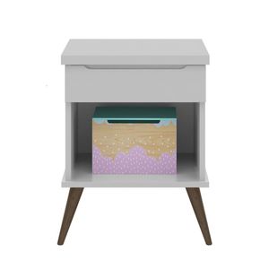 Mesa De Cabeceira Infantil Com 1 Gaveta Melinda Cinza