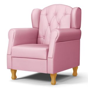 Poltrona De Amamentação Com Pés De Madeira Letícia Sintético Rosa