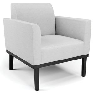 Poltrona Decorativa Base Madeira Preto Maressa Linho Cinza