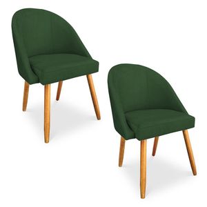 Kit 02 Cadeiras Jantar Bela Suede Verde Pés Palito Castanho