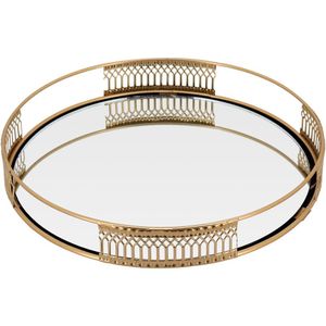 Bandeja Espelhado Metal 3x23x23cm Dourado