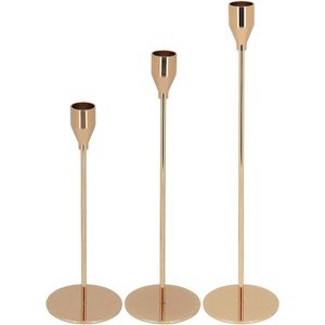Jg 3pç Castiçal Metal Dourado