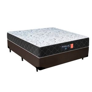 Cama Box Casal + Colchão Semi Ortopédico Extra Firme Espuma D33 Prime Colchões 138x188x72 Marrom