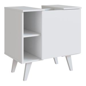 Gabinete Para Banheiro 01 Porta E 4 Nichos B86 Branco Novam Branco