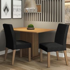 Sala De Jantar Mesa Tampo De Madeira 2 Cadeiras Rustic-oxford Manu Madesa Rustic-oxford