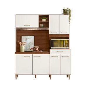 Armário Cozinha Compacta Com 7 Portas Multimóveis Cr20254 Avelã/off White Avelã/off White
