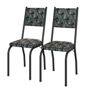 Conjunto Com 2 Cadeiras Tubular Diana Preto Fosco Assento Mosaico Artefamol