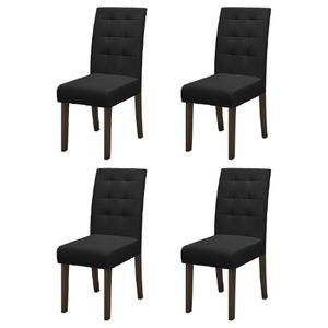 Conjunto Com 4 Cadeiras Estofada Sala De Jantar Dubai Castanho / Preto Dobuê Cas/ptotex