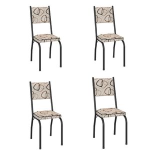 Conjunto Com 4 Cadeiras Tubular Diana Preto Fosco Assento Cedro Artefamol Preto Fosc