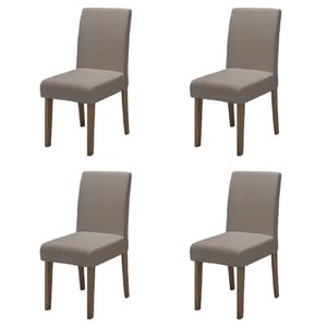 Conjunto Com 4 Cadeiras Estofada Sala De Jantar Trieste Siena Cedro / Mascavo Dobuê Cedro