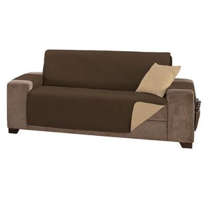 Protetor De Sofá Impermeável Dupla Face 4 Lugares King Microfibra Tabaco-cáqui