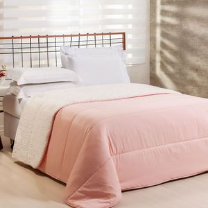 Edredom Queen Coberdrom Flupy Percal-sherpa 1 Peça Rosa