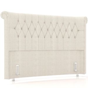 Cabeceira Cama Box Queen 160cm Estofada Meora P05 Linho Creme