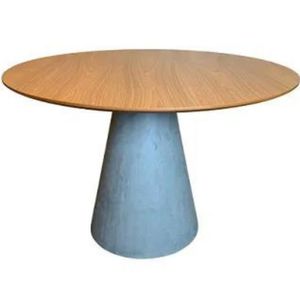 Mesa De Jantar Cone Cimento Queimado 150 Cm Tampo Freijó