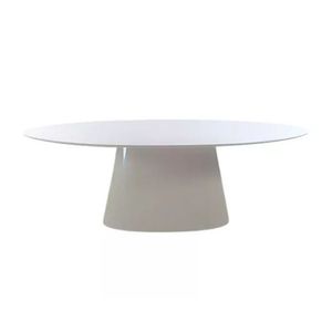 Mesa De Jantar Cone Oval 120x80 Cm Laqueada Cores Branco